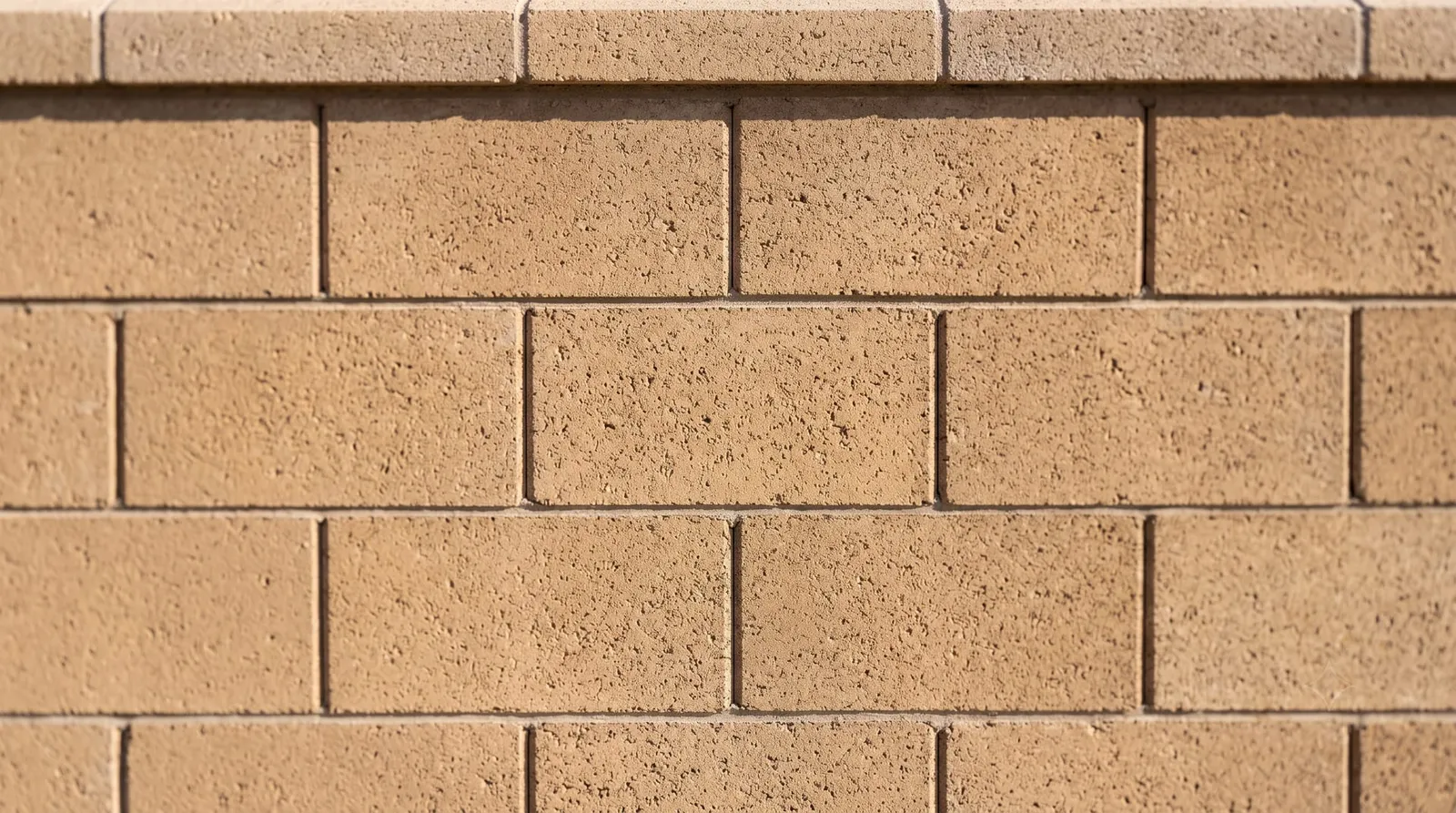 Block wall close-up after efflorescence removal, texture intact