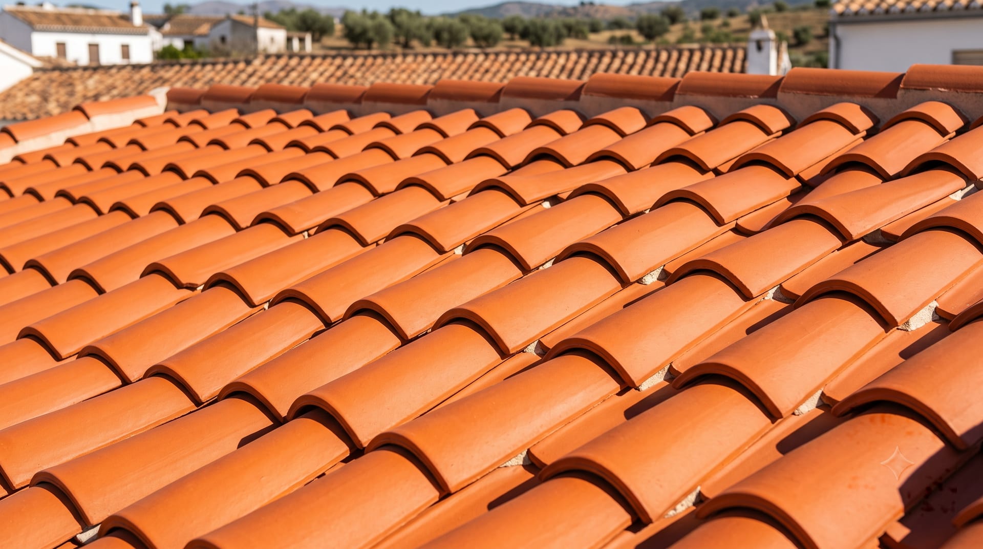 Terracotta roof tiles rich and even after cleaning, every tile intact