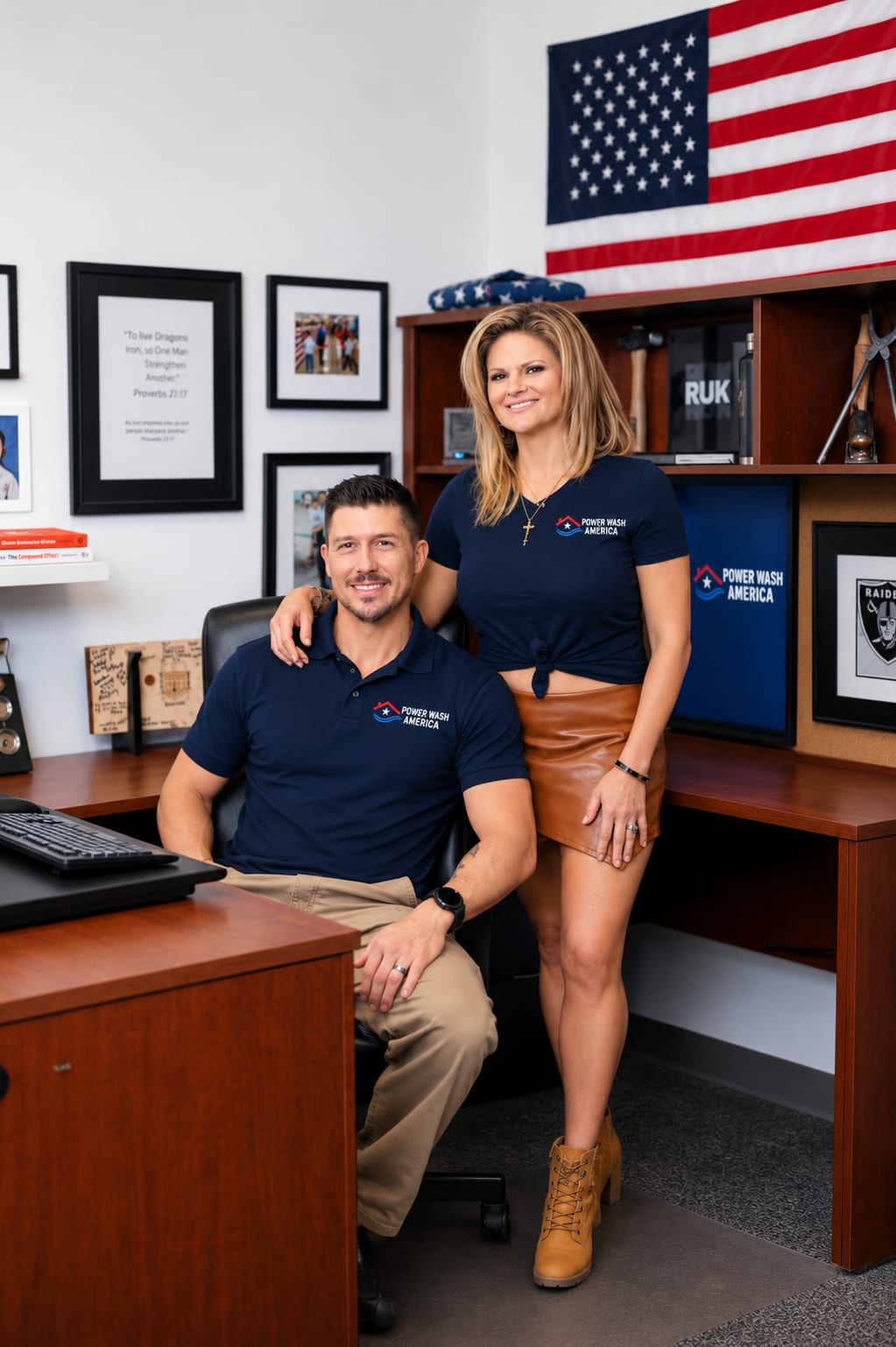 Tony and Jamie of Power Wash America at the company office in Las Vegas