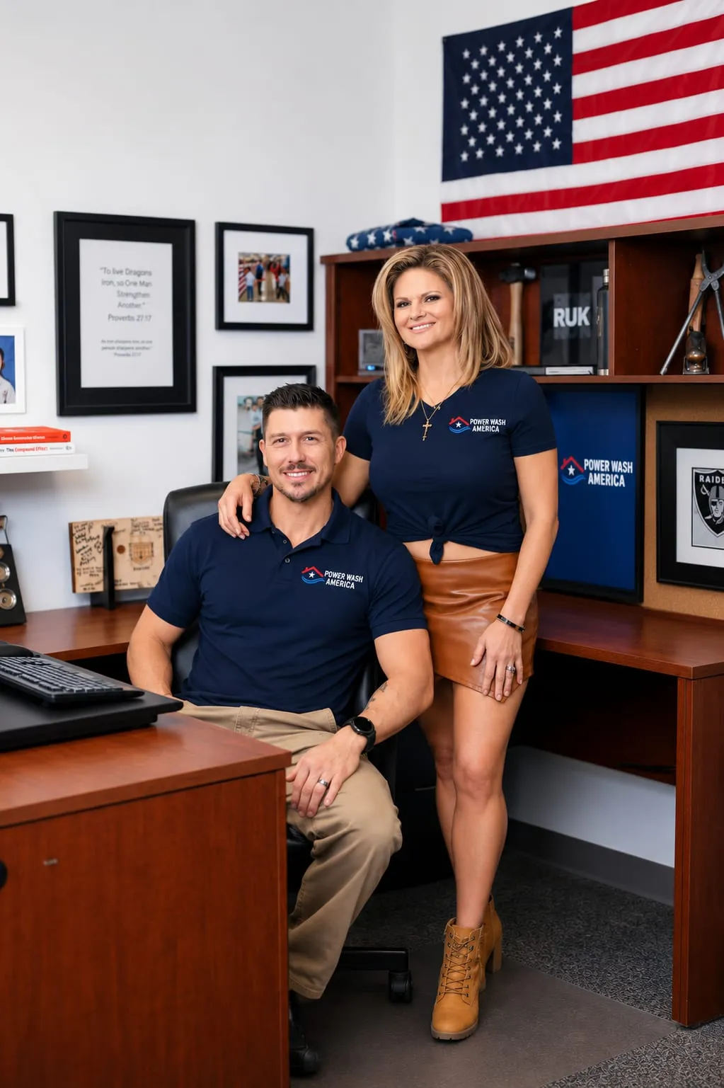 Tony and Jamie of Power Wash America at the company office in Las Vegas
